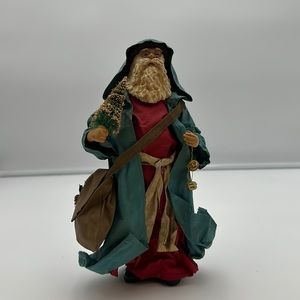 10" Clothtique Fabriche Santa Blue Cloak with Tree